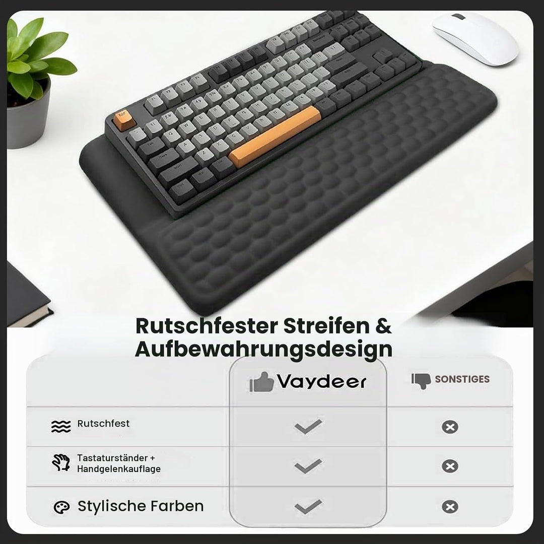 Handballenauflage mit Tastaturständer Ergonomische Tastaturablage mit Weichem Memory Schaum Rutschsc