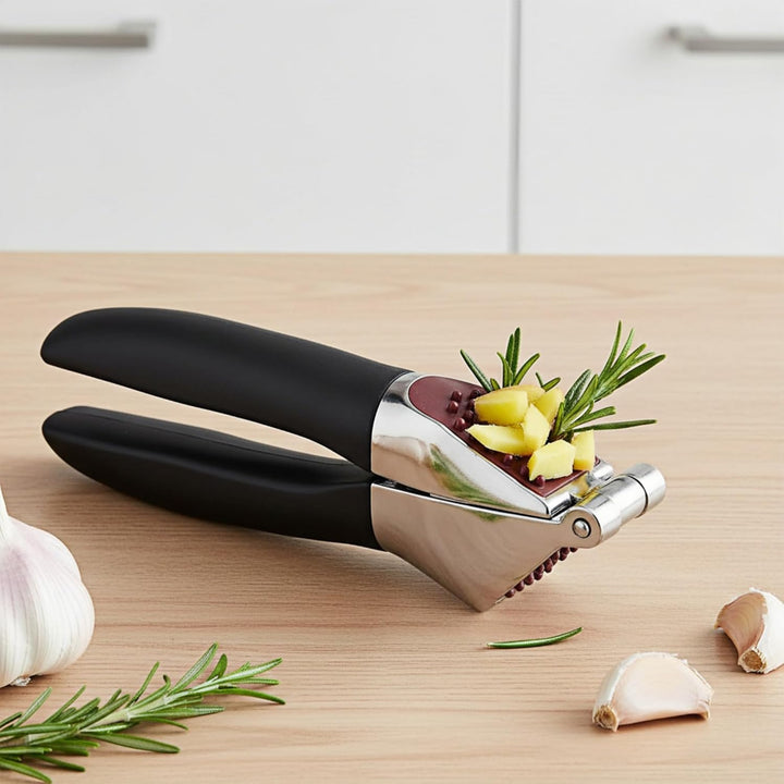 MOLIMOLI Knoblauchpresse Edelstahl, Premium mit Zinklegierung – Extra Stark & Rutschfester Griff, Gr
