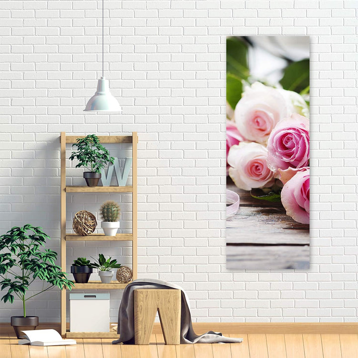 Feeby Wanddeko Blumen Leinwandbild Kunstdruck rustikal Rosa 40x100 cm Leinwandbild 40x100 cm Rosa_b,