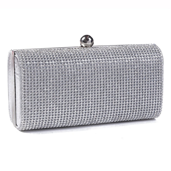Damara Mini Glitzernde Strassstein Damen Hartschalen Clutch Abendtasche,Silber, Silber