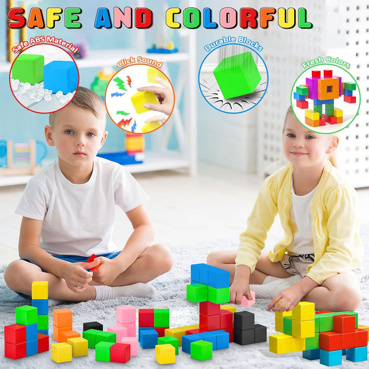 AQXONG 96Pcs Magnetische Bausteine Spielzeug, Magnetisches Bauspielzeug, Puzzle Baustein, Magnetisch