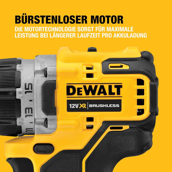 Dewalt 12 Volt Akku Bohrschrauber DCD701D2 (bürstenloser Motor, 15-Stufen Drehmomenteinstellung, 2-G