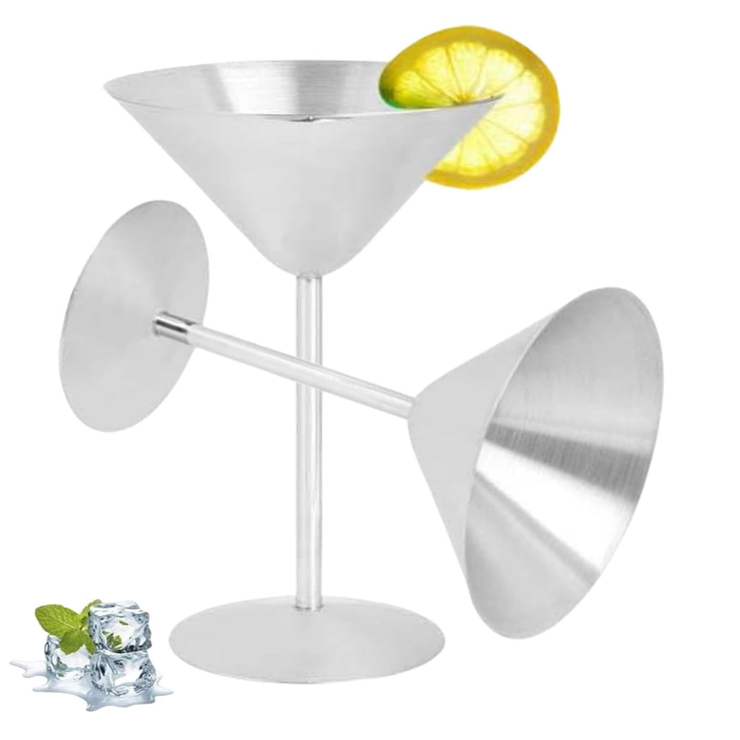 Edelstahl Cocktail-Gläser, 2 Stück Martini-Gläser Metall-Cocktailgläser, Edelstahl-Cocktailkelche, C