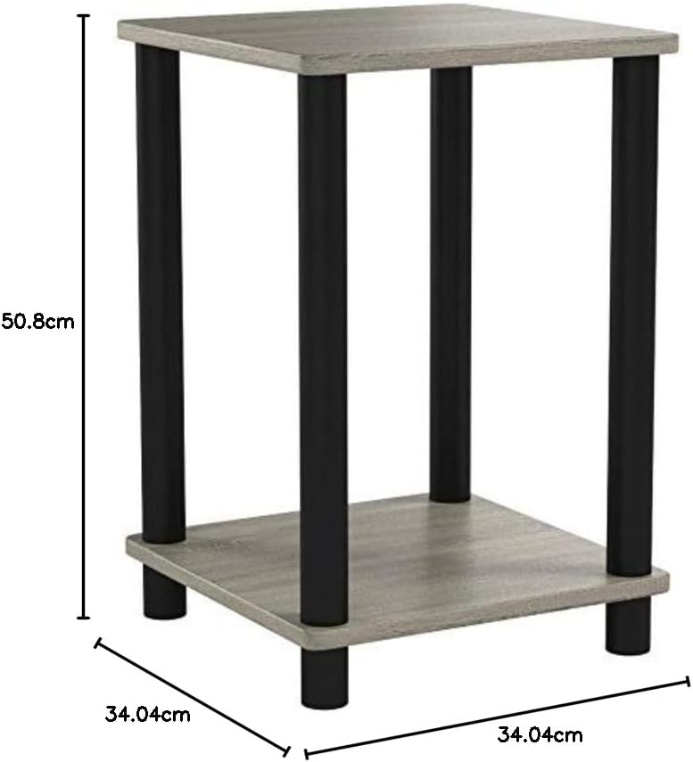 Furinno Haydn Beistelltisch, holz, Französische Eiche Grau/Schwarz, 34.04 x 34.04 x 50.8 cm Französi