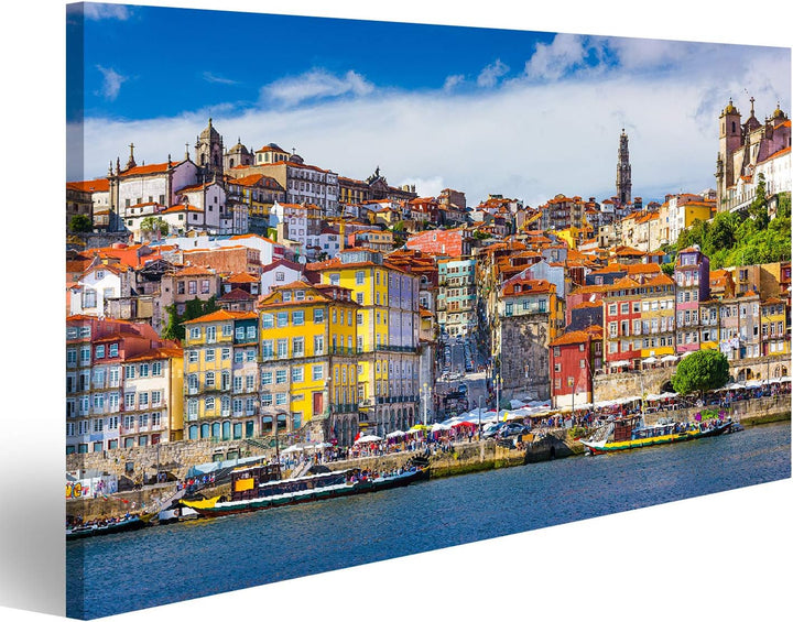Bild Bilder auf Leinwand Altstadtsilhouette von der Anderen Seite des Douro in Porto Portugal Wandbi