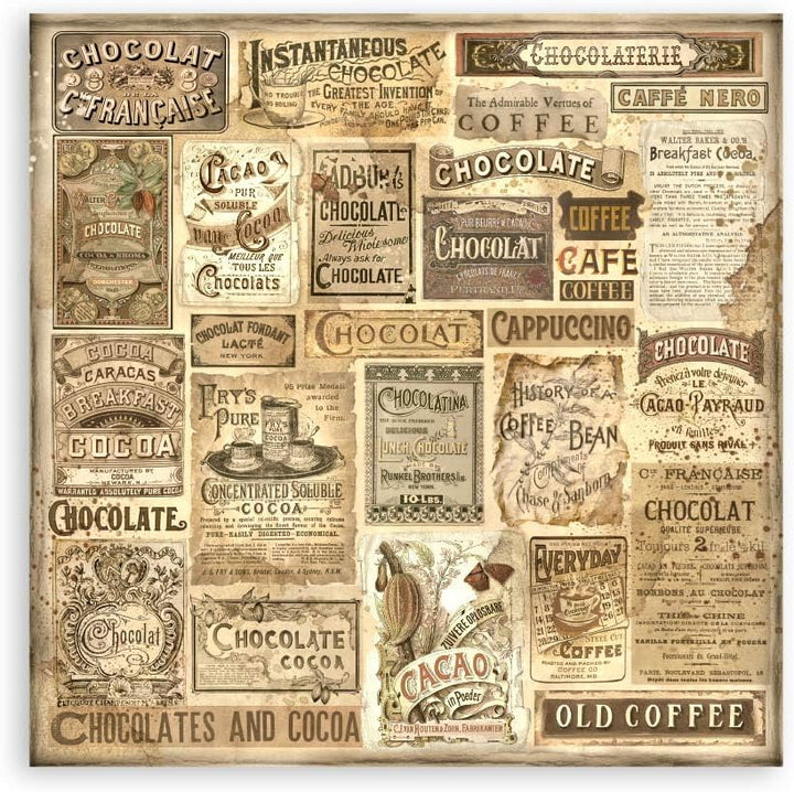 Scrapbooking Pad 22 sheets cm 30,5x30,5 (12"x12") Single face - Coffee and Chocolate Scrapbooking 22