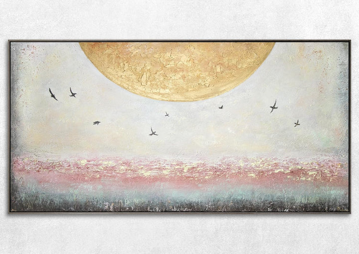 YS-Art Abstrakt Acryl Gemälde auf Leinwand Sonnenenergie handgemalt Wandbilder Wohnzimmer modern Woh