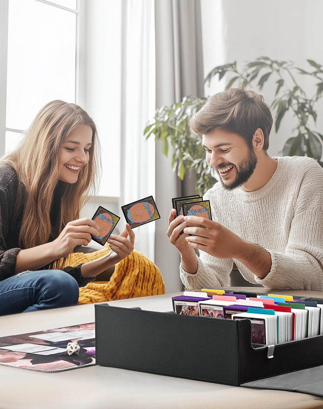 Kartenaufbewahrungsbox für Trading Cards, 2400+ MTG Commander Deck Box mit 24pcs bunten Teilern, Kar