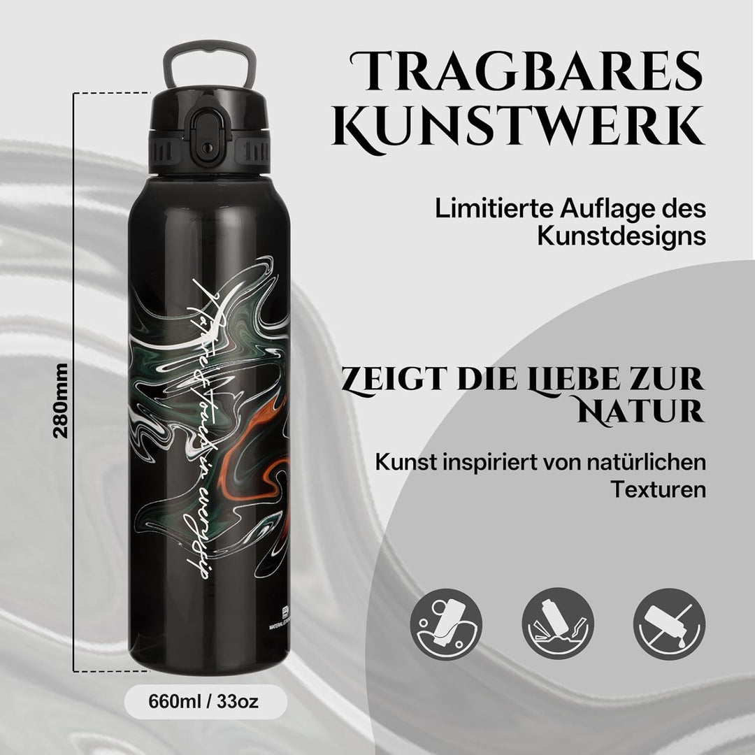 UZSPACE Trinkflasche Sport 1L, Tritan Bpa-Frei Trinkflasche Auslaufsicher mit Einhandbedienung, Kohl