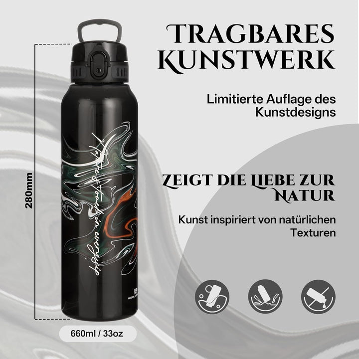 UZSPACE Trinkflasche Sport 1L, Tritan Bpa-Frei Trinkflasche Auslaufsicher mit Einhandbedienung, Kohl