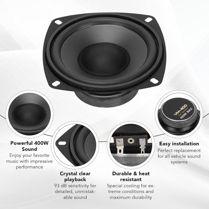Auto Lautsprecher Koaxial Aramox 400W 4 Zoll Mitteltonbereich Externer Magnet Typ für PKW und LKW Sc