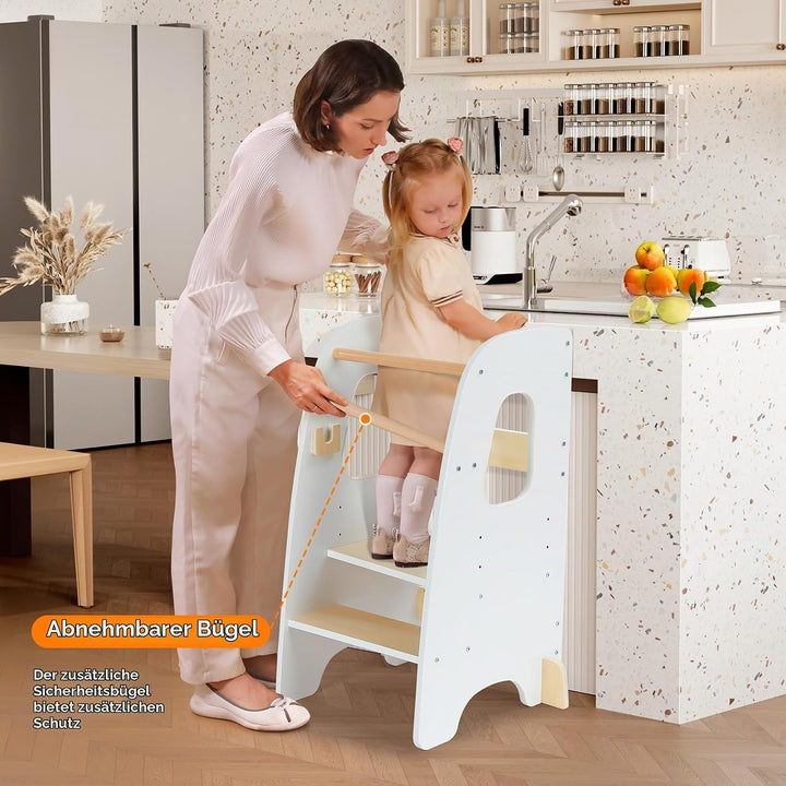 Ezebaby Lernturm ab 1 Jahr, Learning Tower, Höhenverstellbar Montessori Lernturm mit Kippschutz, Abn
