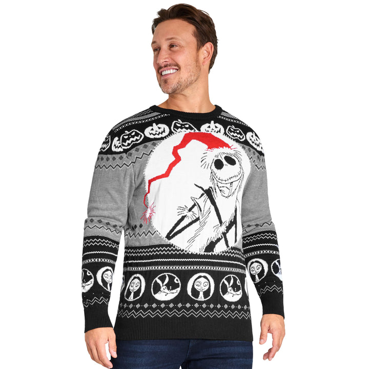Disney Weihnachtspullover Herren, Warmer Pullover – Geschenk für Männer und Teenager, Schwarz/Multi