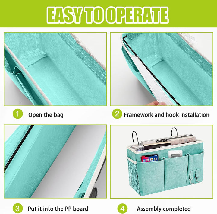2er Set Bett Organizer zum Einhängen mit Bodenplatte – Hängeorganizer für Bett &amp; Hochbett, Hängeaufb