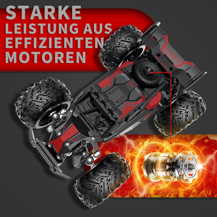 Carox ferngesteuertes Auto,2.4 GHz 25 km/h RC Auto,1:18 Off ferngesteuertes Auto Outdoor mit Scheinw