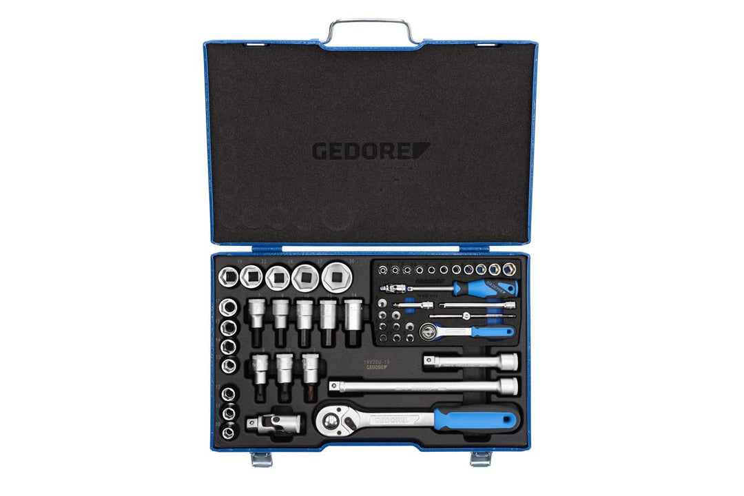 GEDORE 19 V 20 U-10 Steckschlüsselsatz Knarrenkasten 50tlg. 4-30mm 1/4 + 1/2 Zoll