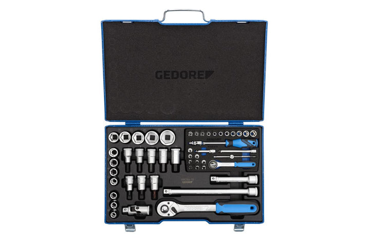 GEDORE 19 V 20 U-10 Steckschlüsselsatz Knarrenkasten 50tlg. 4-30mm 1/4 + 1/2 Zoll