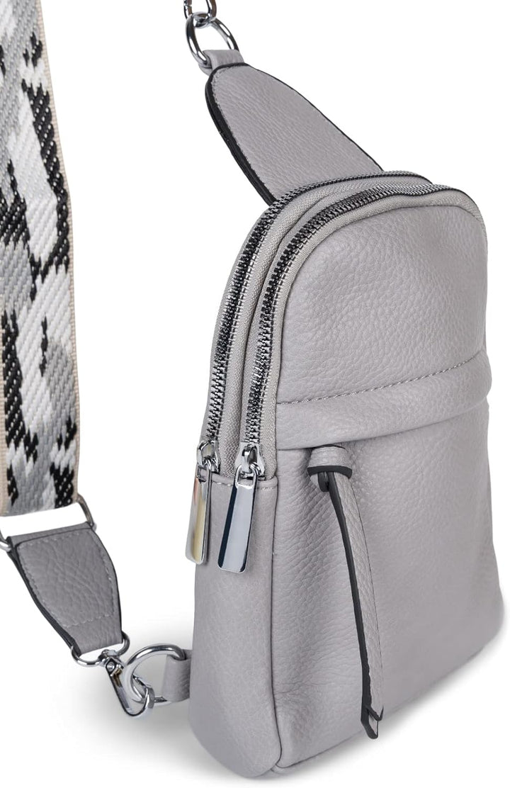 styleBREAKER Damen One Shoulder Rucksack, gemusterter Schultergurt, Einfarbige Crossbody Bag, Cityru