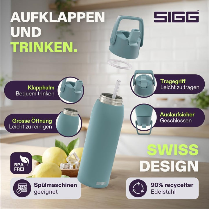 Sigg - Edelstahl Trinkflasche - Shield FLIP Morning Blue - Auslaufsicher - Federleicht - BPA-frei -