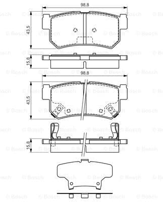 Bosch BP1172 Bremsbeläge - Hinterachse - ECE-R90 Zertifizierung - vier Bremsbeläge pro Set