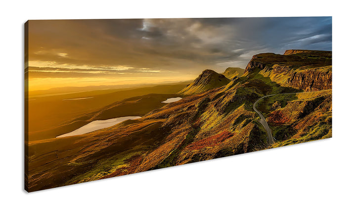 himmlische Landschaft in Schottland Panorama 100x50 cm als Leinwandbild, Motiv fertig gerahmt auf Ec