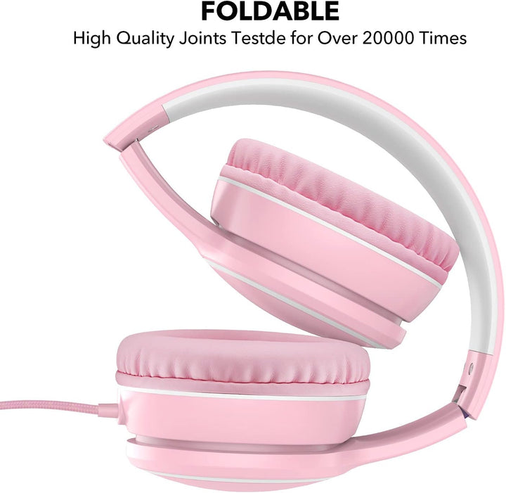 RORSOU R10 Over-Ear Kopfhörer mit Mikrofon, Leichtgewichtige klappbare Stereo-Bass-Headset mit 1,5 m