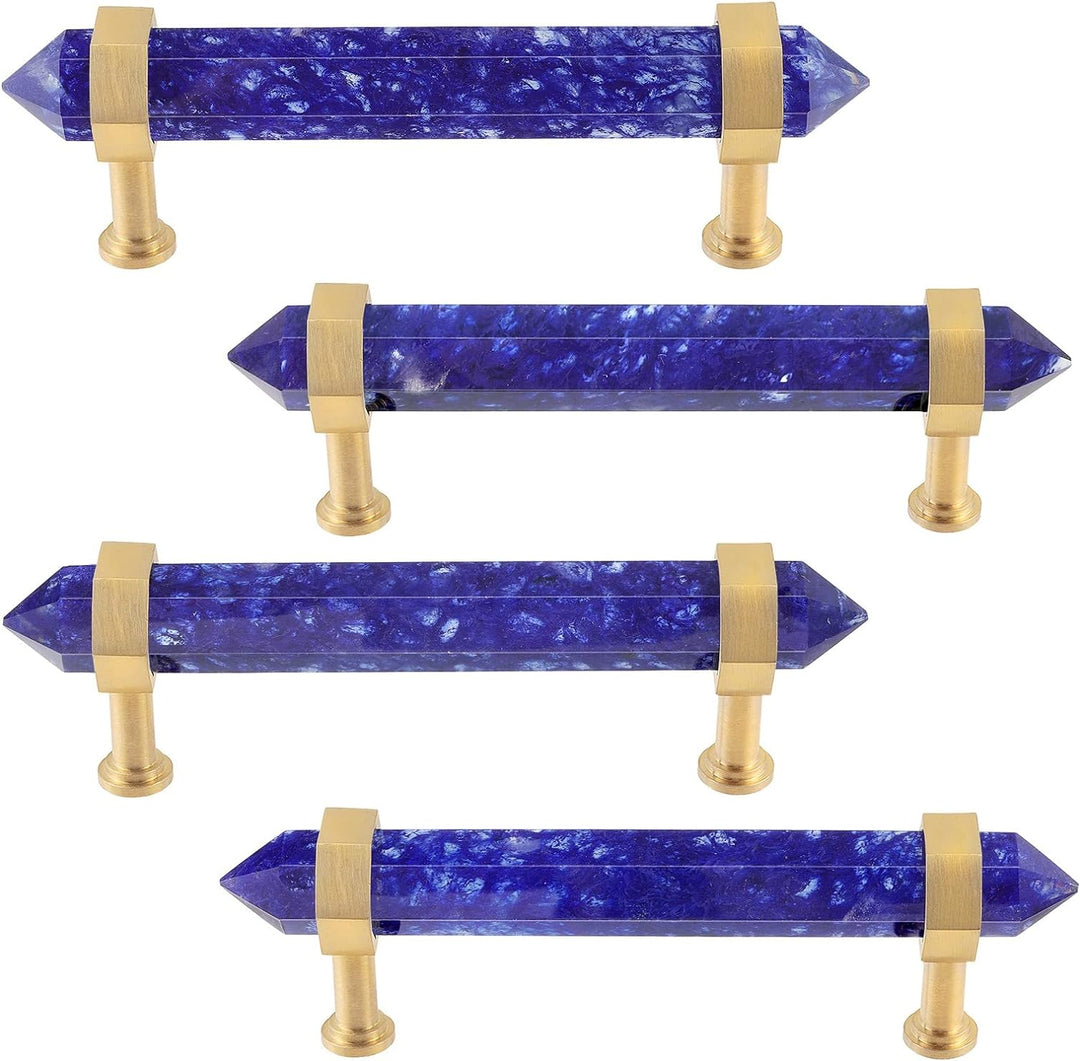 mookaitedecor Gebürstetes Messing mit Obsidian Double Natural Crystal Steine Kristall Punkte Hexagon