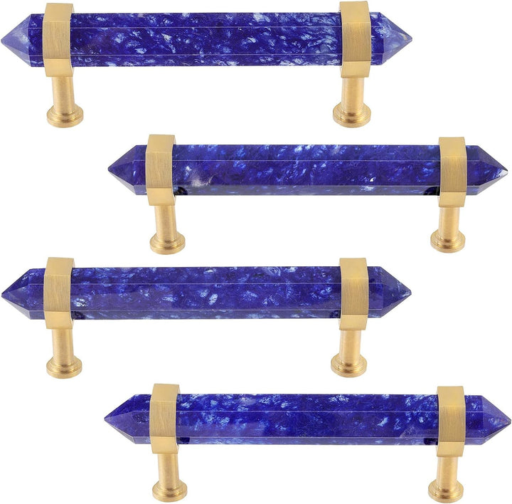 mookaitedecor Gebürstetes Messing mit Obsidian Double Natural Crystal Steine Kristall Punkte Hexagon