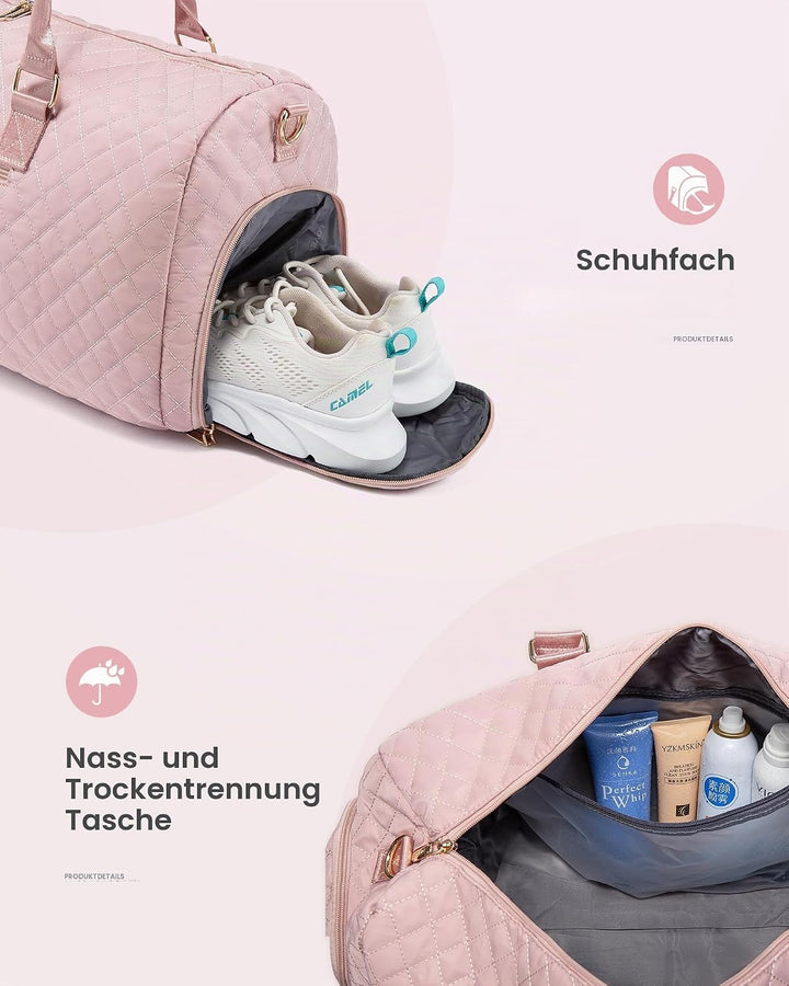 LOVEVOOK Reisetasche Sporttasche Damen, 45L Gross Weekender Travel Bag Kliniktasche Geburt mit Kultu