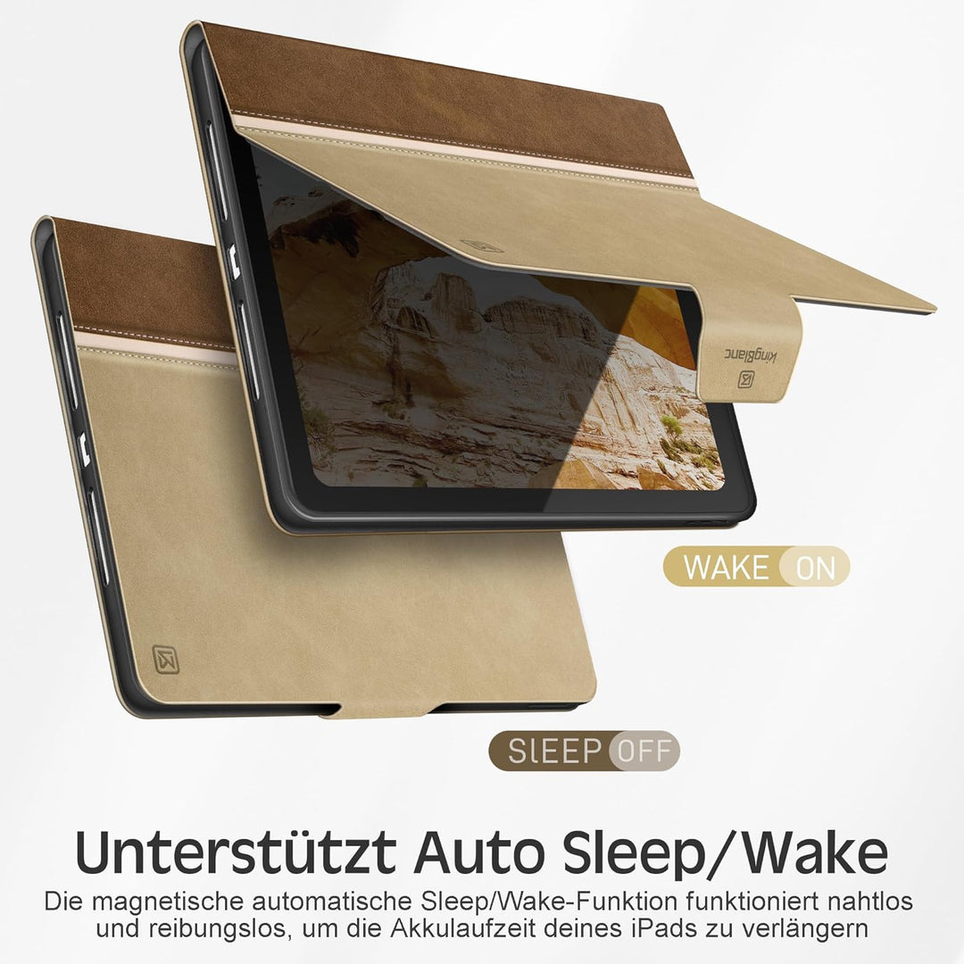 KingBlanc Hülle für iPad 10. Generation 10,9" 2022 mit Stifthalter, Schutzhülle aus veganem Leder, A