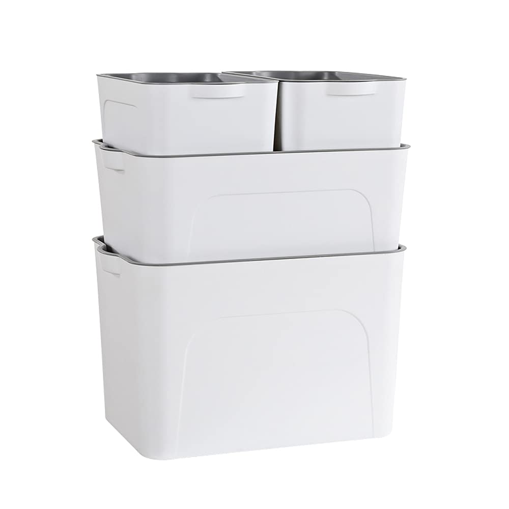 RMAN Aufbewahrungsbox mit Deckel 4er Set Ordnungsboxen Küchen Organizer Plastikbox mit Deckel 15L St