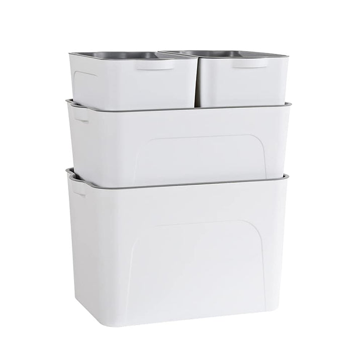 RMAN Aufbewahrungsbox mit Deckel 4er Set Ordnungsboxen Küchen Organizer Plastikbox mit Deckel 15L St
