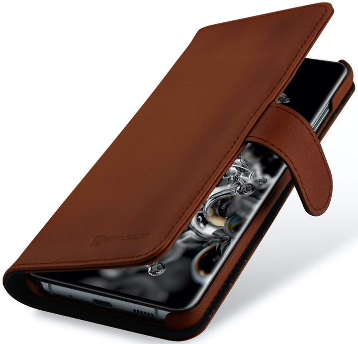 STILGUT Talis kompatibel mit Samsung Galaxy S20 Ultra Hülle mit Kartenfach aus Leder, Wallet Case, L