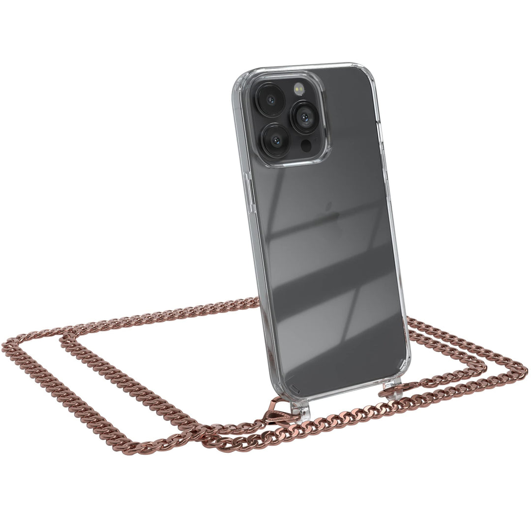 EAZY CASE Handykette kompatibel mit iPhone 13 Pro Handyhülle mit Metall Umhängeband und Ersatz Korde