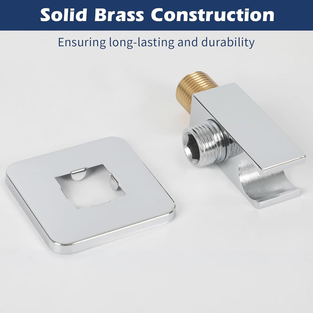 Wandanschlussbogen mit Brausehalter, Handbrausehalter mit 1/2" Wandanschlussbogen, Chrom Schlauchans