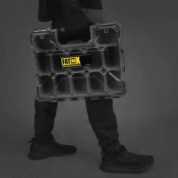 Fatbox XXL Organizer Sortierkasten Sortimentskasten Kleinteilemagazin Aufbewahrungsbox Koffer (Schwa