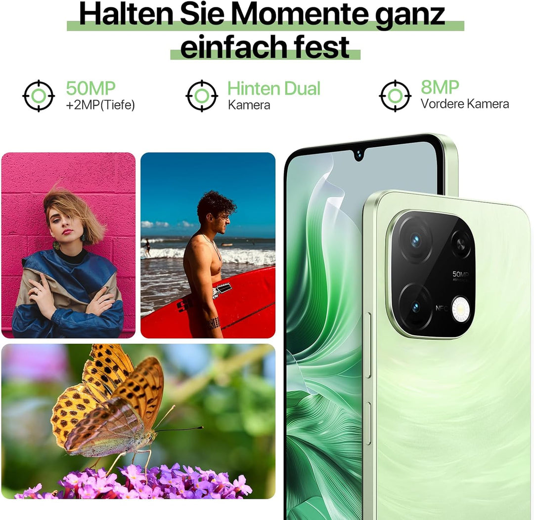 UMIDIGI G9C Android 14 NFC Smartphone(2024),12(6+6)+128GB,90Hz,50MP+8MP Kamera,Bluetooth 5.4,Simlock