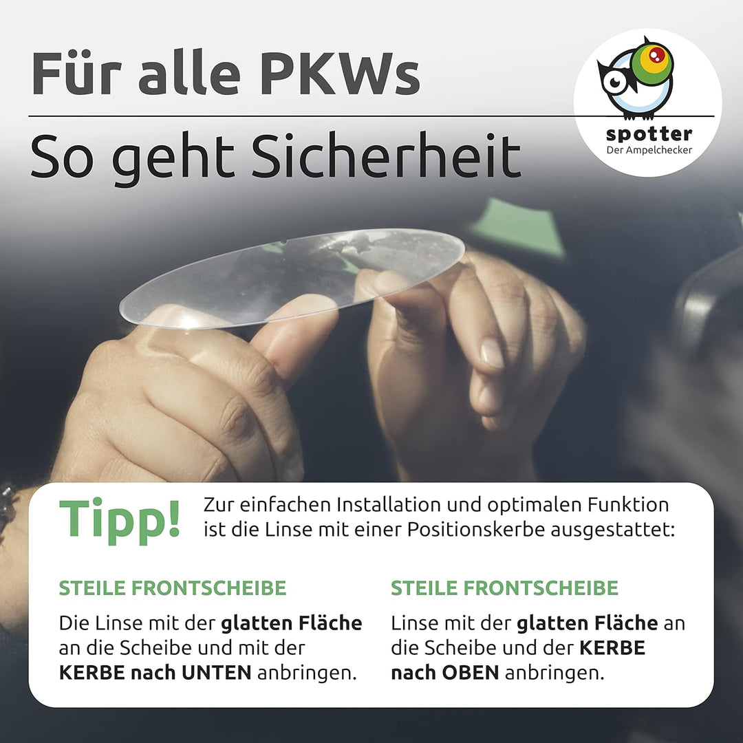 Spotter Ampelchecker - 5er Set – Fresnel-Linse für die Autoscheibe – selbsthaftende Weitwinkellinse