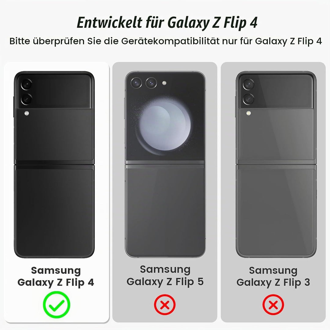 Doeshine für Samsung Galaxy Z Flip 4 Hülle mit Scharnierschutz &amp; Displayschutzfolie, Rutschfester Te