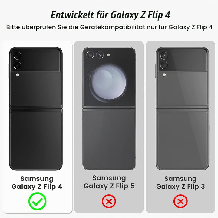 Doeshine für Samsung Galaxy Z Flip 4 Hülle mit Scharnierschutz &amp; Displayschutzfolie, Rutschfester Te