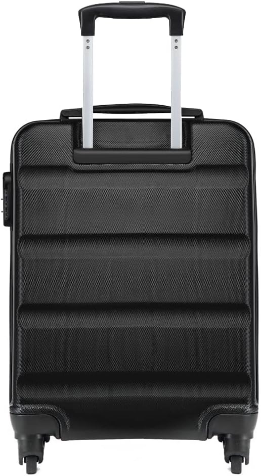 KONO Hartschalen ABS Koffer Trolley Rollkoffer Reisekoffer mit 4 Rollen Schwarz Handgepäck, Schwarz