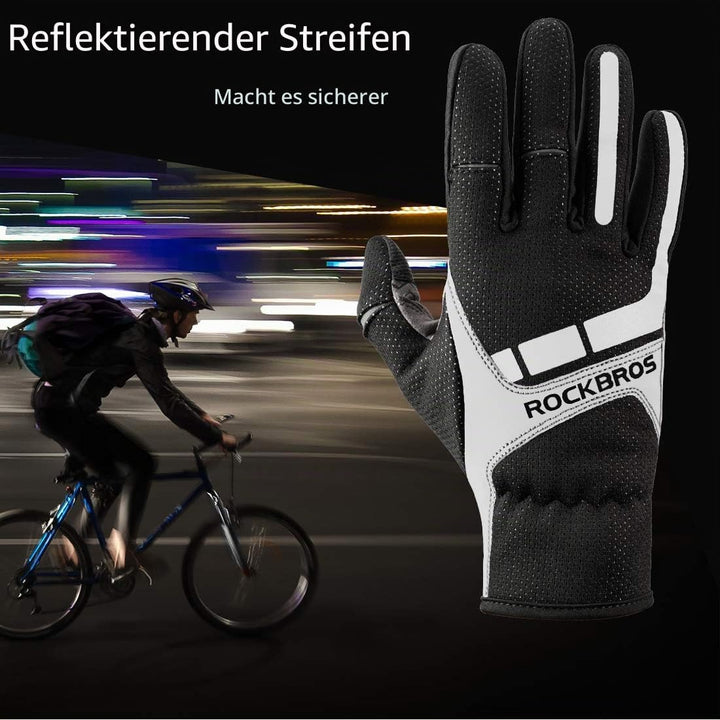 ROCKBROS Fahrradhandschuhe für Herren &amp; Damen，Winterhandschuhe mit Polarfleece, Touchscreen &amp; Reflek