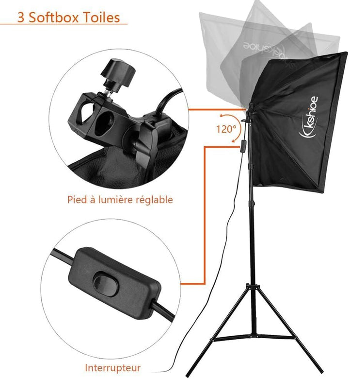 LEADZM Fotostudio-Set, Greenscreen-Set 2Mx3M mit 45W LED-Fotolampe, Reflektor und Fotoschirmen für P
