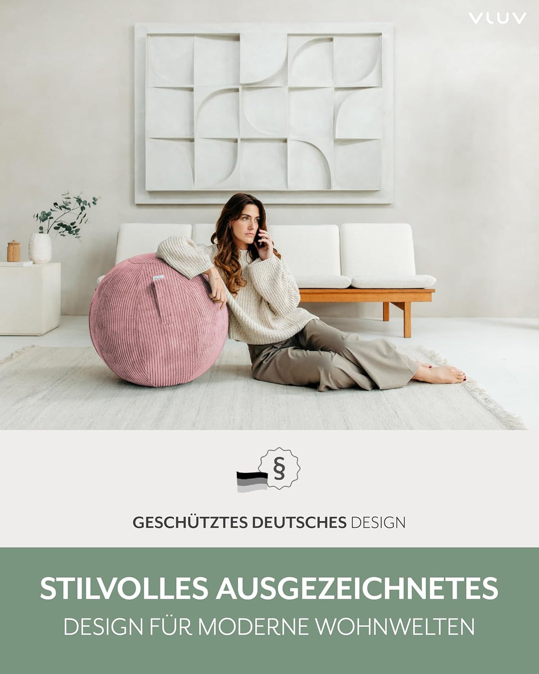 VLUV® BOL VLIP Sitzball Büro Ergonomisch [Atmungsaktiv mit Tragegriff und Wegrollschutz] Waschbarer