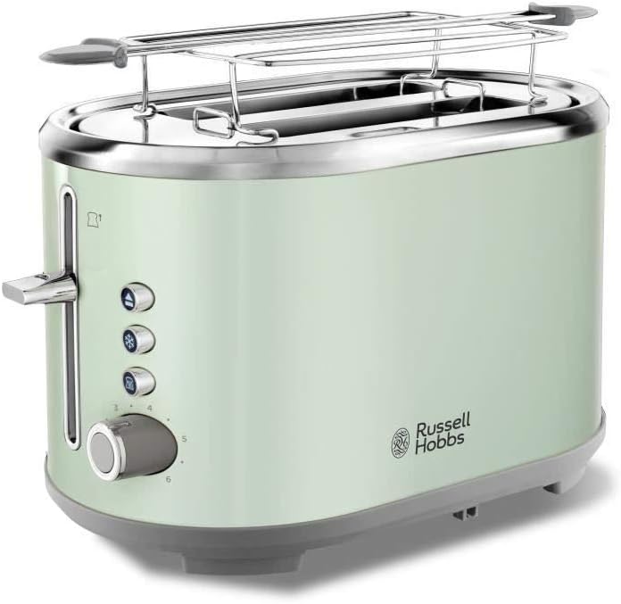 Russell Hobbs Toaster Bubble grün, 2 extra breite Toastschlitze, inkl. Brötchenaufsatz, 6 einstellba