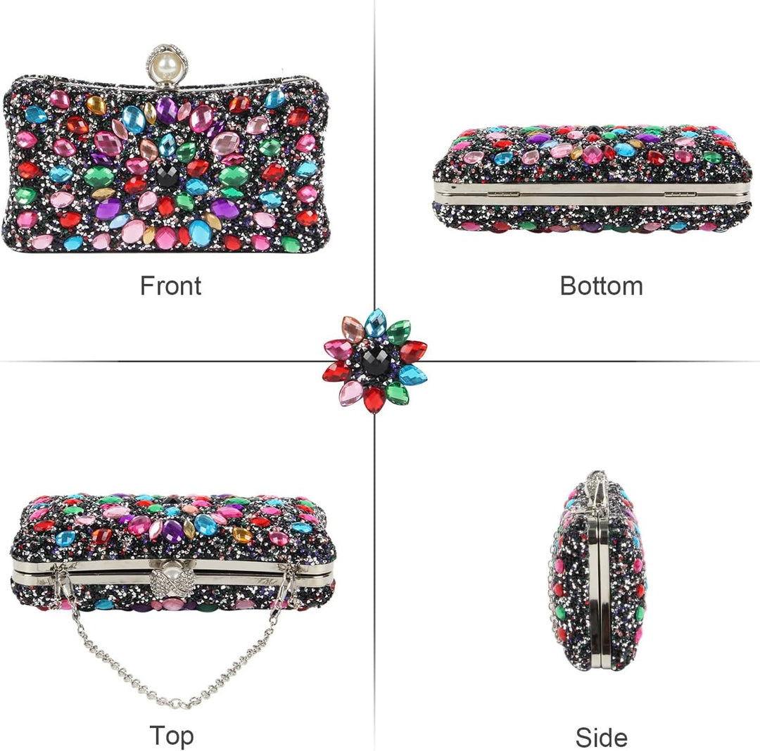 Freiesoldaten Damen Strass Abendtasche Mehrfarbig Blendend Kristall Unterarmtasche Party Braut Hochz