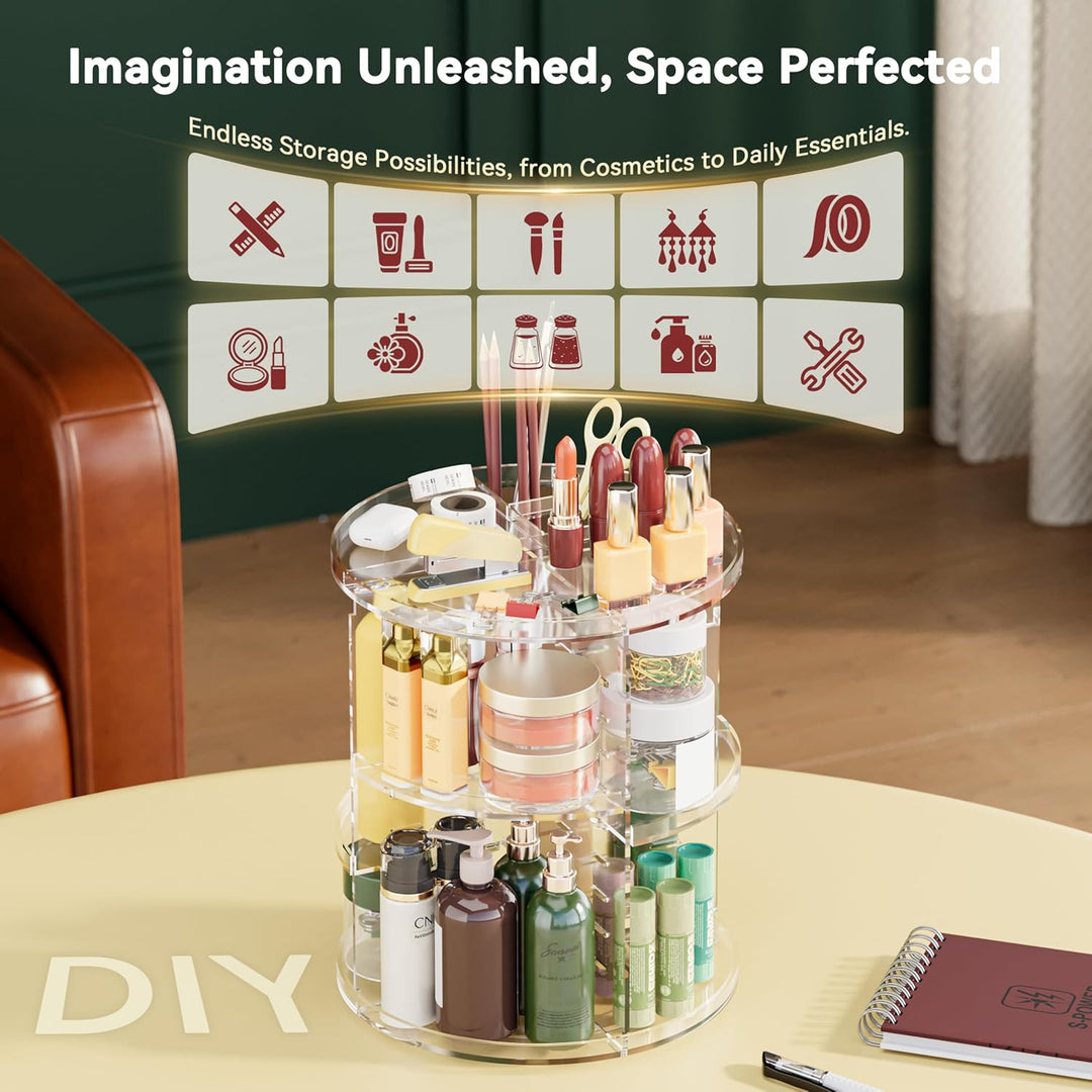 Make Up Kosmtik Organizer, 360° Drehbar Skincare Organizer, Multifunktion Schmink Aufbewahrung, Vers
