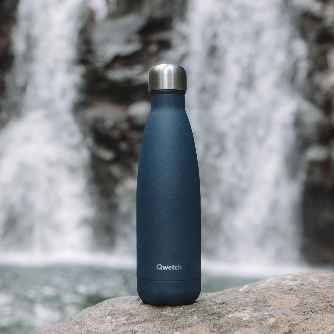 Qwetch - Isolierflasche Granite Thermosflasche - Blau 500ml - 24 Stunden kalt und 12 Stunden warm -