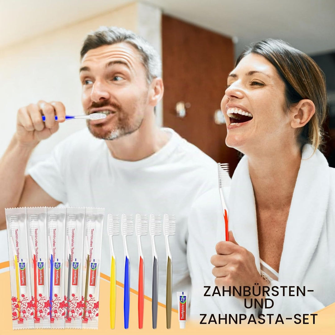 Einmal Zahnbürsten,20 Packungen Einwegzahnbürsten Mit Zahnpasta Set Einzeln Verpackt für Hotel/Campi