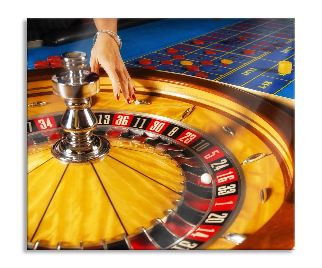 Roulette Tisch in Las Vegas Herdabdeckplatte & Spritzschutz aus Echtglas | Für Herd-Kochfelder | 60x